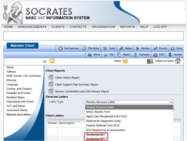 Screenshot showing how to select “Residential BAT” or “Residential GPT”