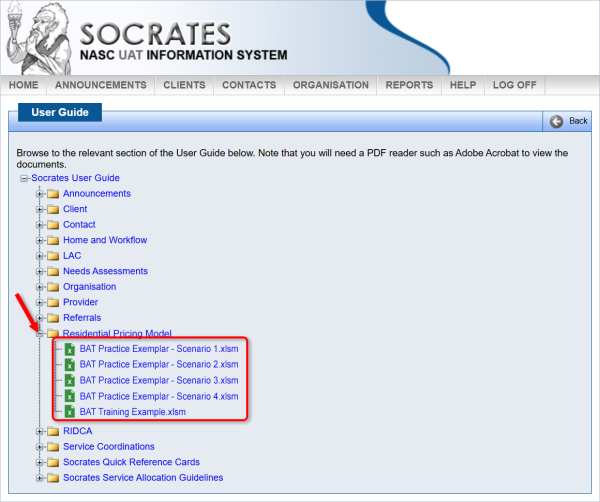 TheScreenshot displaying how BAT exemplars and training filesare in the Residential Pricing Model folder